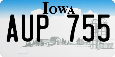 IA license plate AUP755