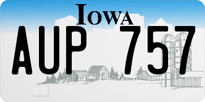 IA license plate AUP757
