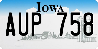 IA license plate AUP758