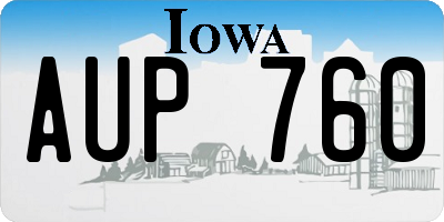 IA license plate AUP760