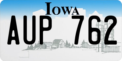 IA license plate AUP762