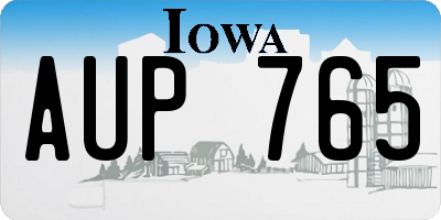 IA license plate AUP765