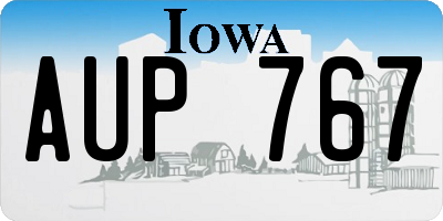 IA license plate AUP767