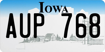 IA license plate AUP768
