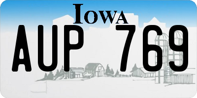 IA license plate AUP769
