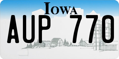 IA license plate AUP770