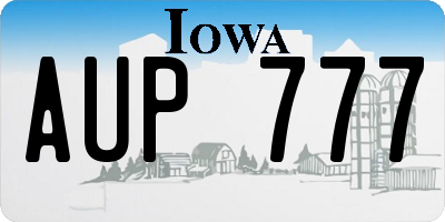 IA license plate AUP777