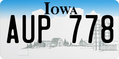 IA license plate AUP778