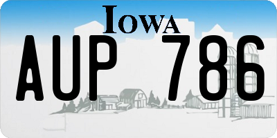 IA license plate AUP786