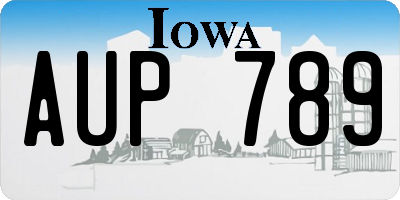 IA license plate AUP789