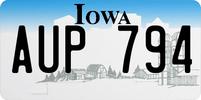 IA license plate AUP794