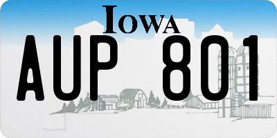 IA license plate AUP801