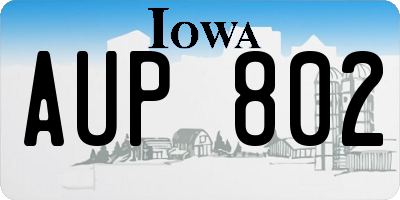 IA license plate AUP802