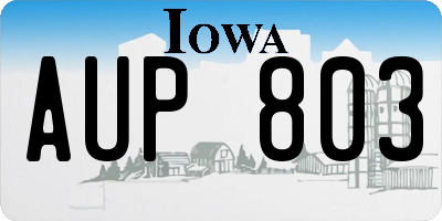 IA license plate AUP803