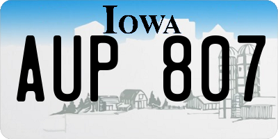 IA license plate AUP807