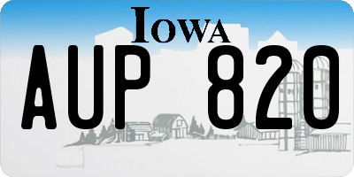 IA license plate AUP820