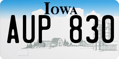 IA license plate AUP830