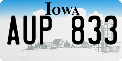 IA license plate AUP833