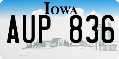 IA license plate AUP836