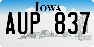 IA license plate AUP837