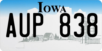 IA license plate AUP838