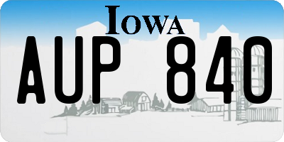 IA license plate AUP840