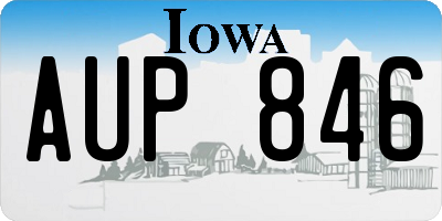IA license plate AUP846