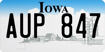 IA license plate AUP847