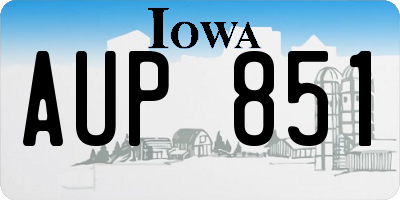 IA license plate AUP851