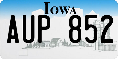 IA license plate AUP852