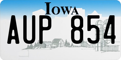 IA license plate AUP854