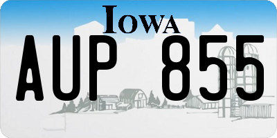 IA license plate AUP855