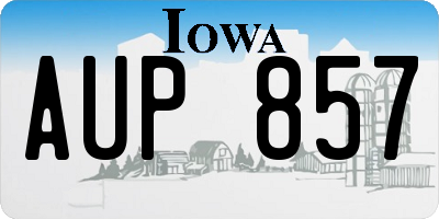 IA license plate AUP857