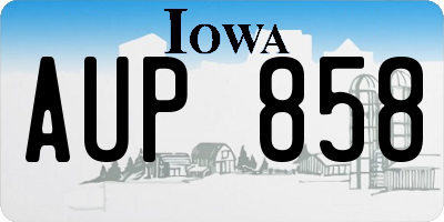 IA license plate AUP858