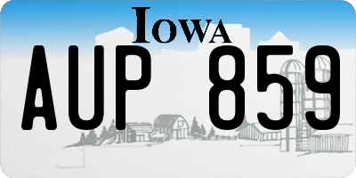IA license plate AUP859