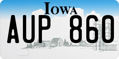 IA license plate AUP860
