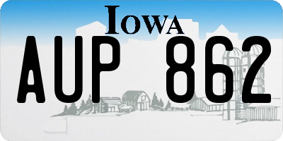 IA license plate AUP862