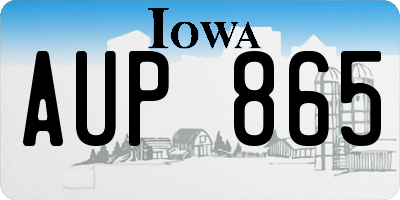 IA license plate AUP865