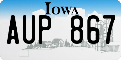 IA license plate AUP867