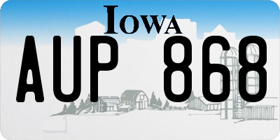 IA license plate AUP868