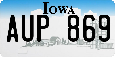 IA license plate AUP869