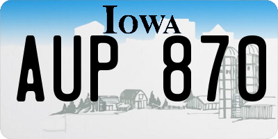 IA license plate AUP870