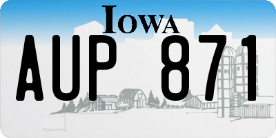 IA license plate AUP871