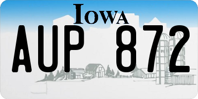 IA license plate AUP872