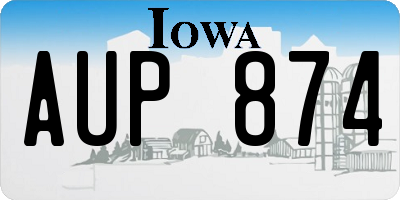 IA license plate AUP874