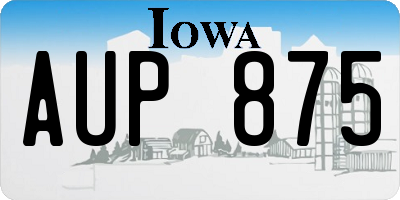 IA license plate AUP875