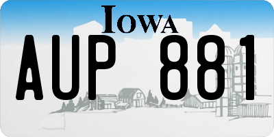 IA license plate AUP881