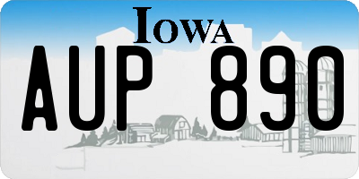 IA license plate AUP890