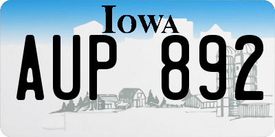 IA license plate AUP892