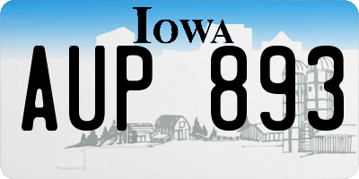 IA license plate AUP893